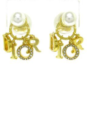 Dior Tribales Earrings Gold-Finish Metal, White Resin Pearls and Crystals